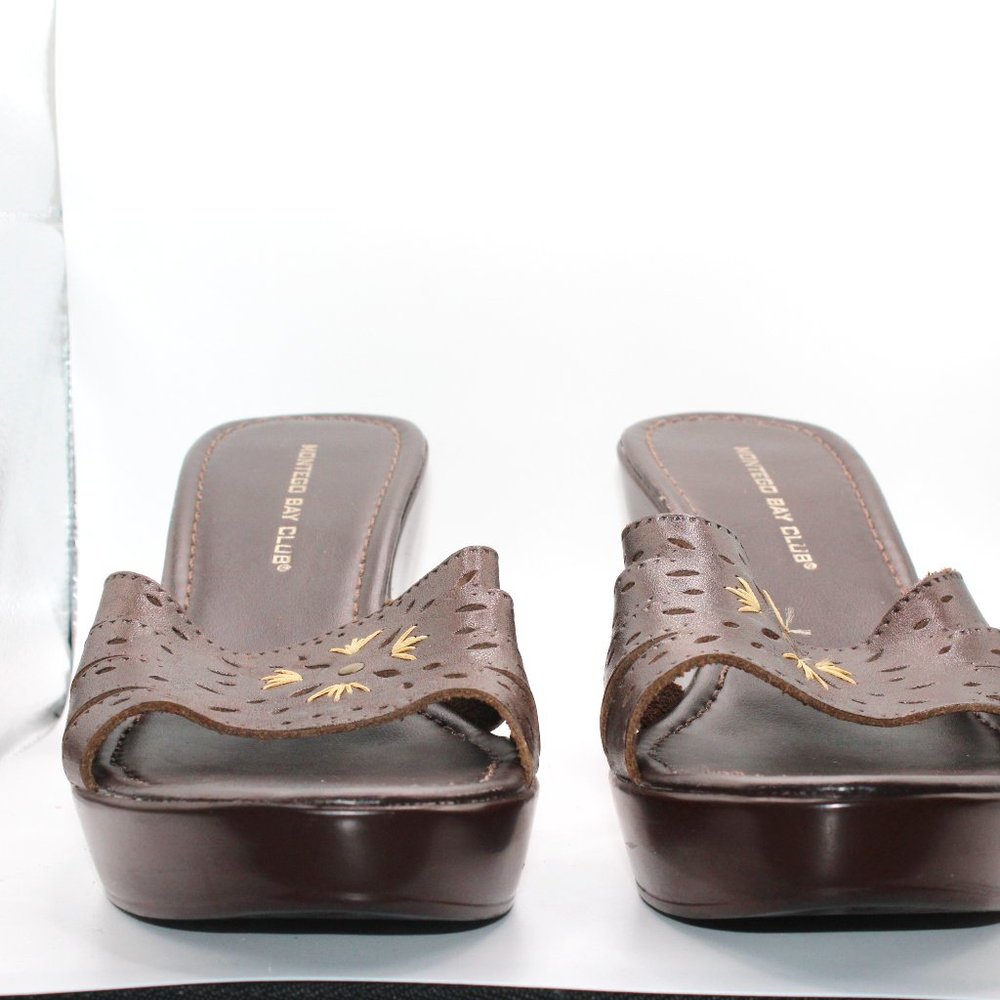 DARK BROWN WEDGE SANDALS SIZE 10